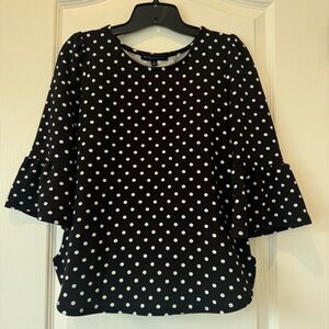 M Green Envelope Black and White Polka Dot Blouse
